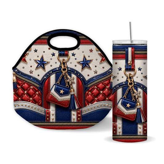 Patriotic Purse-Inspired 20 oz Skinny Tumbler Wrap Digital Download