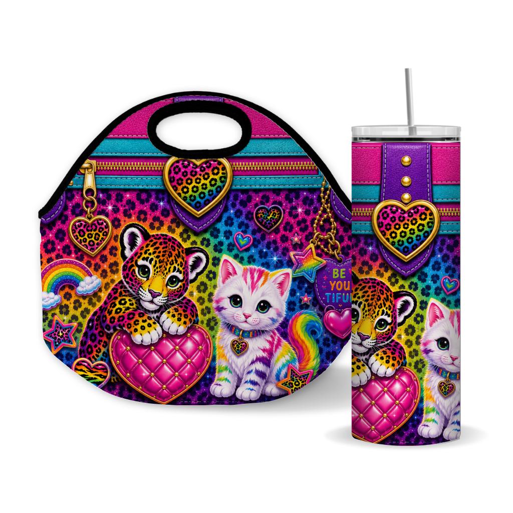 Luxury Purse Inspired Rainbow Leopard & Kitty 20 oz Skinny Tumbler Wrap Digital