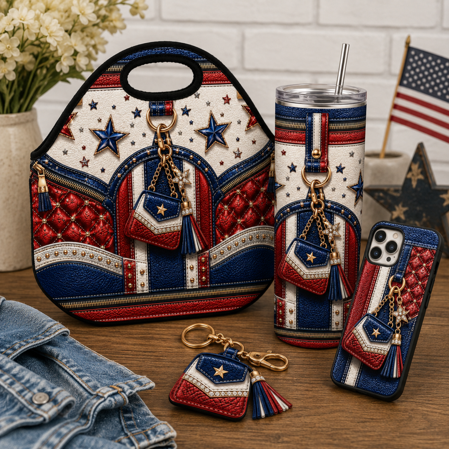 Patriotic Purse-Inspired 20 oz Skinny Tumbler Wrap Digital Download
