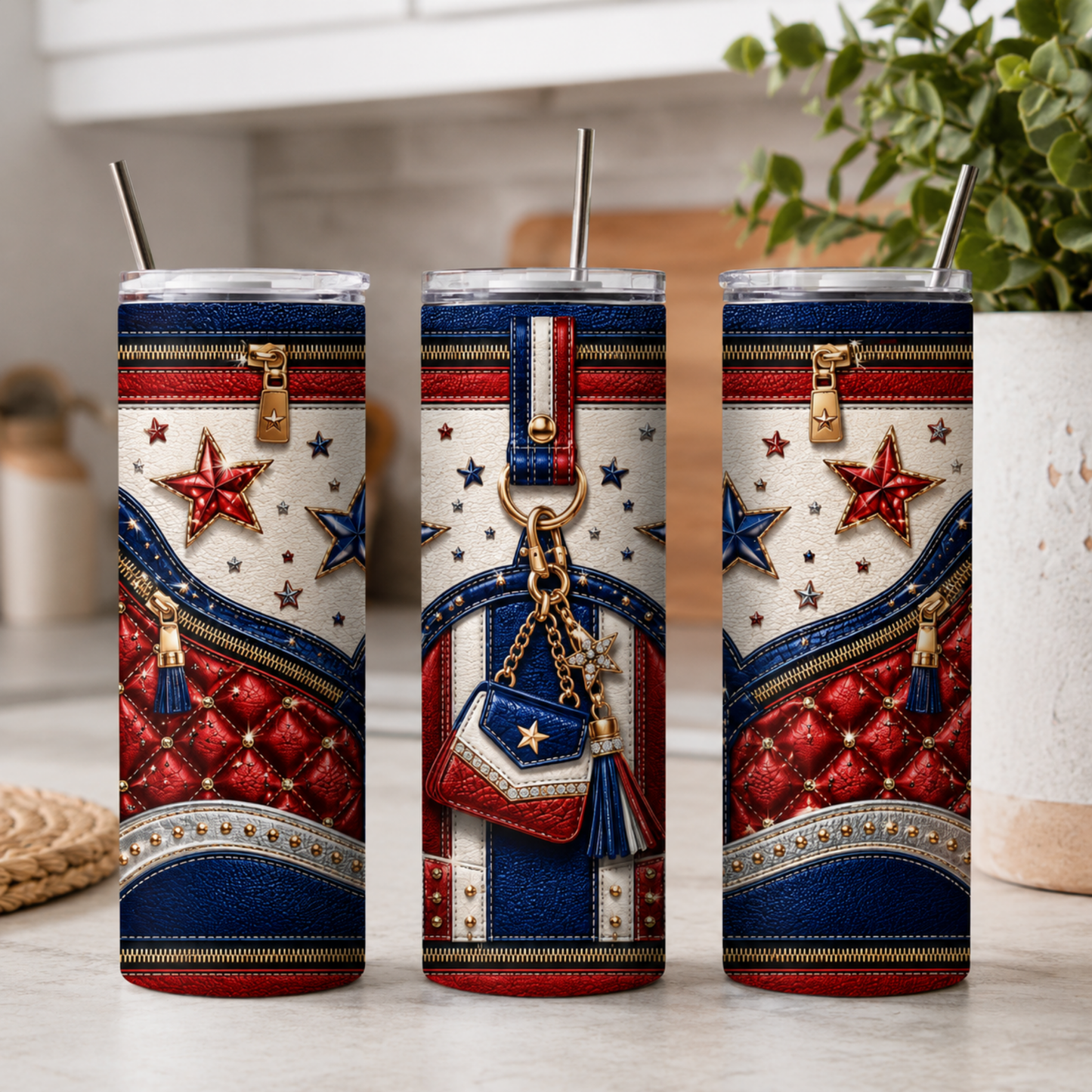 Patriotic Purse-Inspired 20 oz Skinny Tumbler Wrap Digital Download