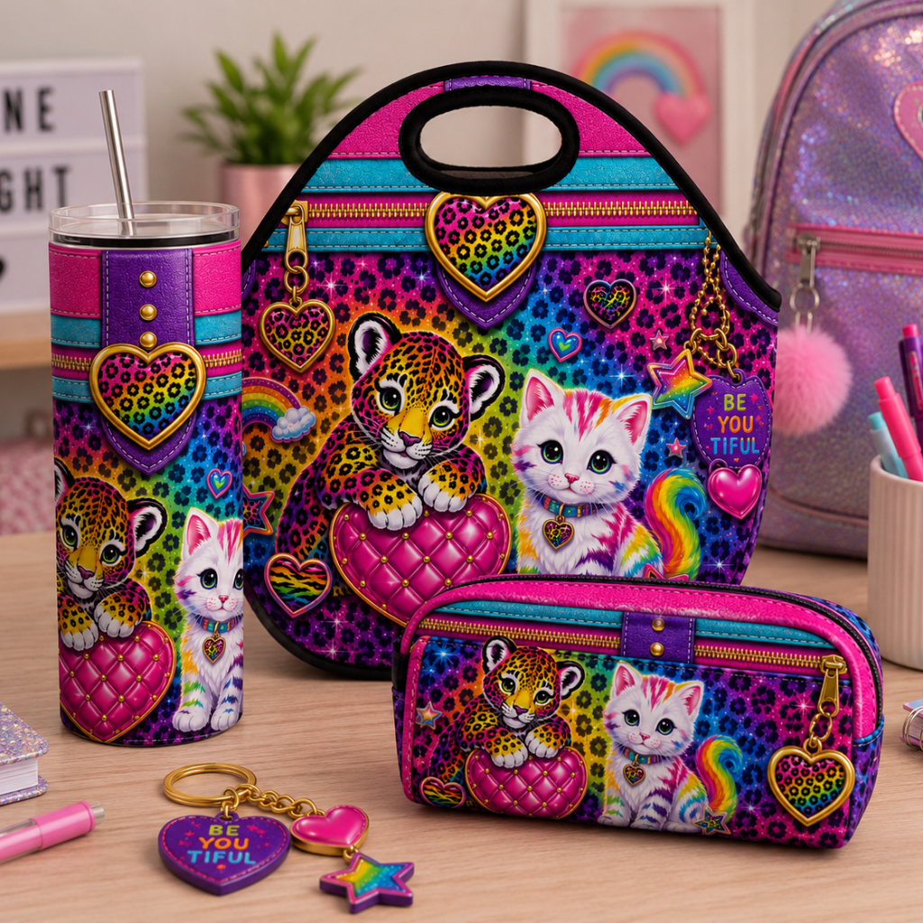 Luxury Purse Inspired Rainbow Leopard & Kitty 20 oz Skinny Tumbler Wrap Digital