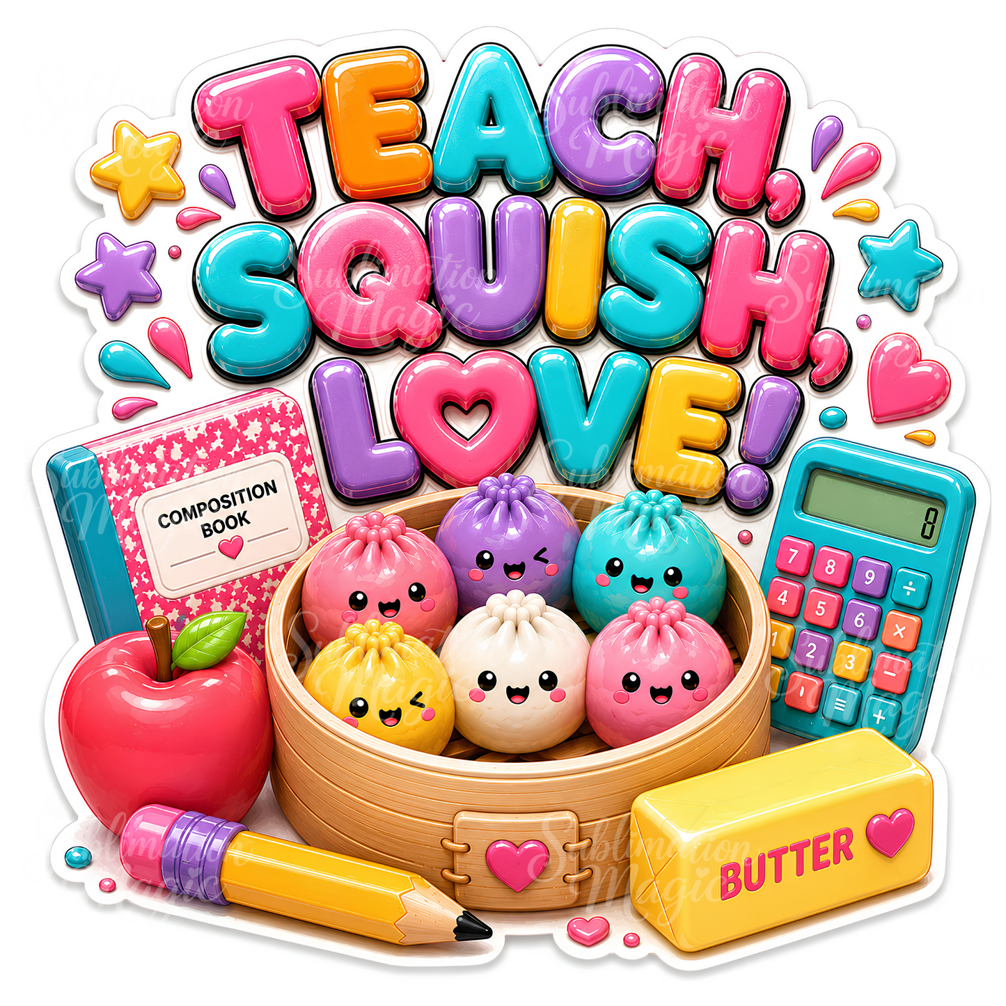 Back To School Teach Squish Love PNG Teacher Design Digital Download