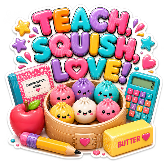 Back To School Teach Squish Love PNG Teacher Design Digital Download