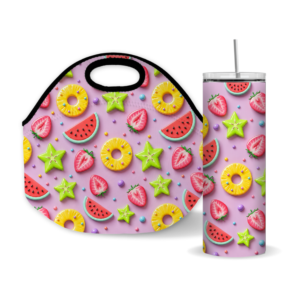 Summer Vibes Tropical Fruit 20oz Skinny Seamless Tumbler Wrap Sublimation Digital Design PNG