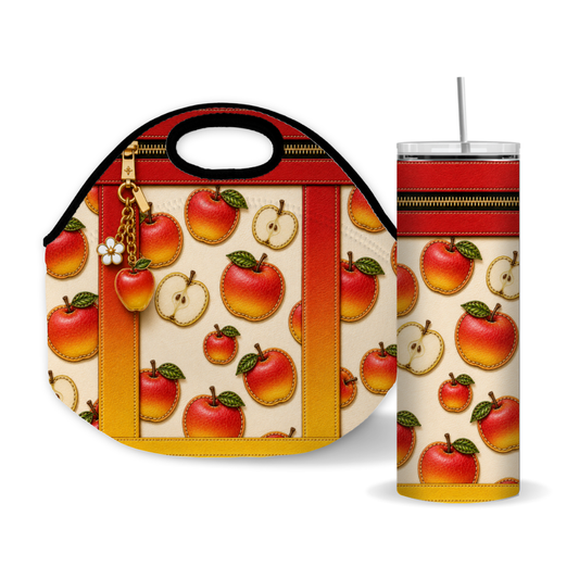 Luxury Red Apple Purse-Inspired 20oz Skinny Tumbler Wrap PNG Faux Leather Sublimation Design Digital Download
