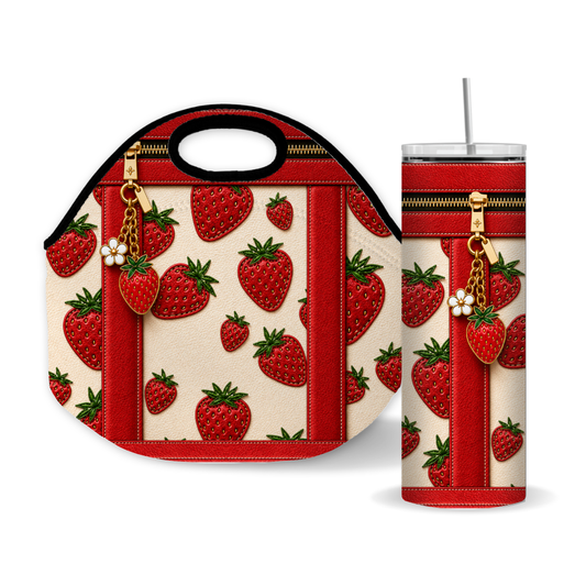 Luxury Strawberry Purse-Inspired 20 oz Skinny Tumbler Wrap Sublimation Design Digital Download