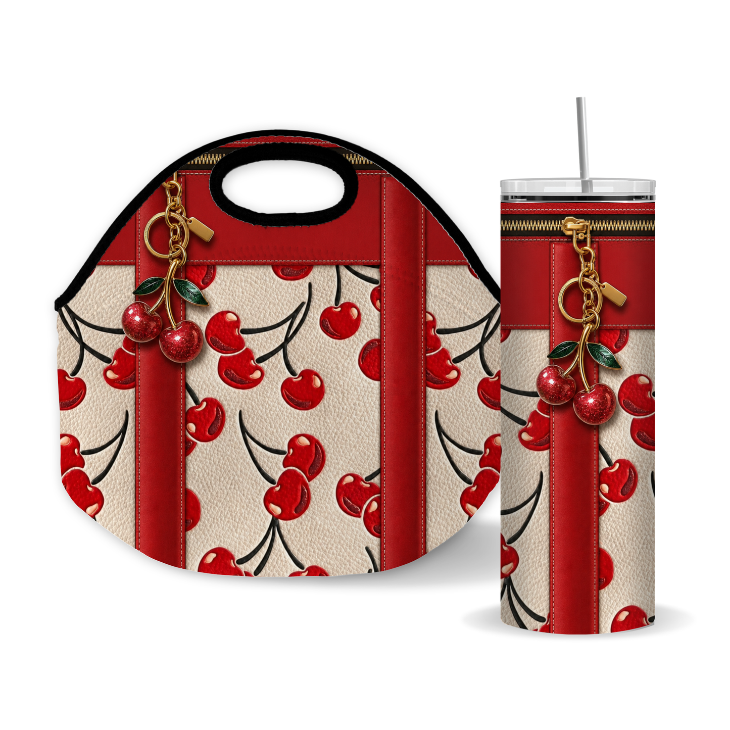 Luxury Cherry Purse-Inspired 20 oz Skinny Tumbler Wrap Sublimation Design Digital Download