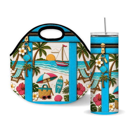 Luxury Beach Purse-Inspired 20 oz Skinny Tumbler Wrap Sublimation Design Digital Download