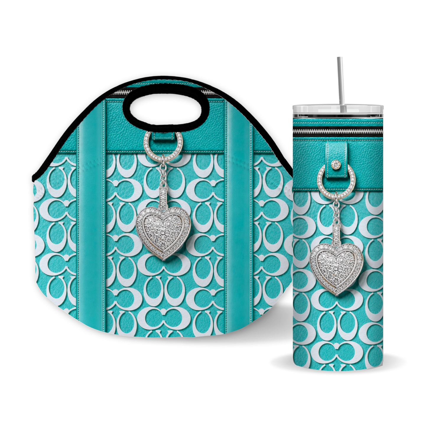 Turquoise Luxury Handbag-Inspired 20 oz Skinny Tumbler Wrap Digital Download