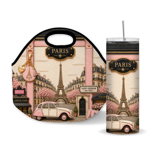 Paris Travel collection Luxury 20 oz Skinny Tumbler Wrap Sublimation Design Digital Download