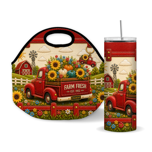 Luxury Farm Fresh Red Truck 20 oz Skinny Tumbler Wrap Sublimation Design Digital Download