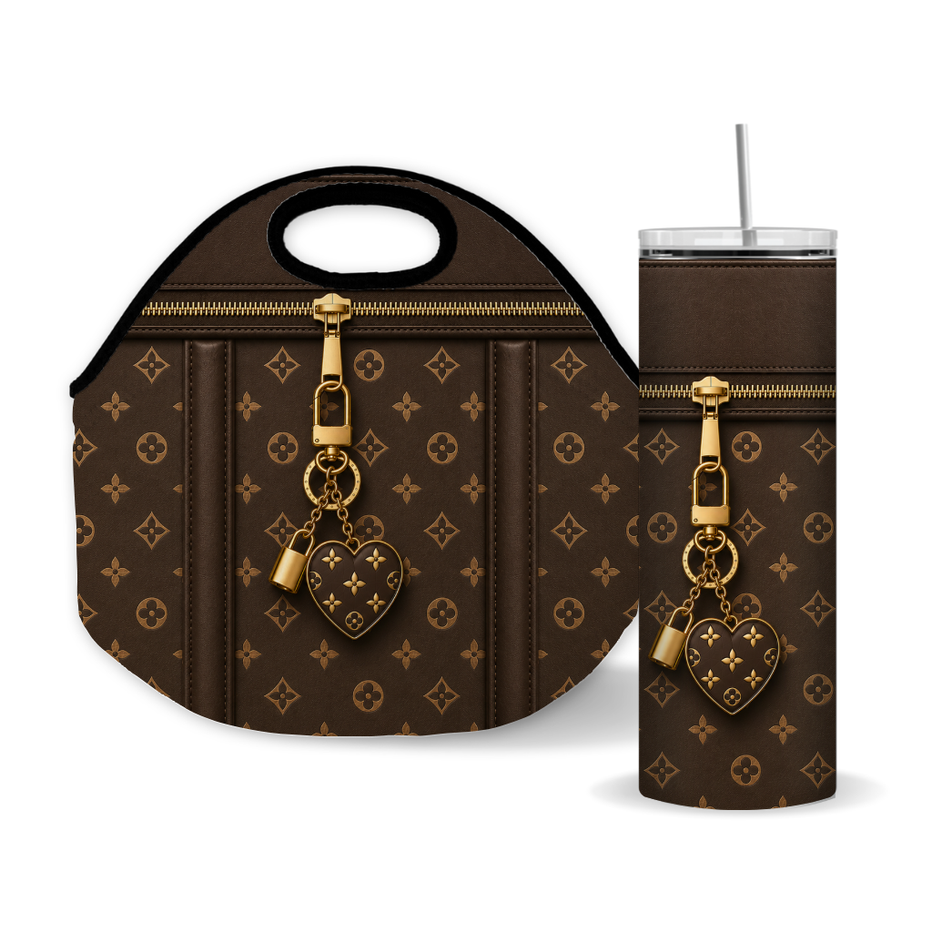 Luxury Brown Purse-Inspired 20 oz Skinny Tumbler Wrap Sublimation Design Digital Download