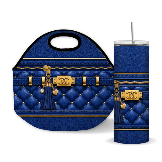 Luxury Blue Quilted Purse Seamless 20 oz Skinny Tumbler Wrap PNG Sublimation Design Digital Download