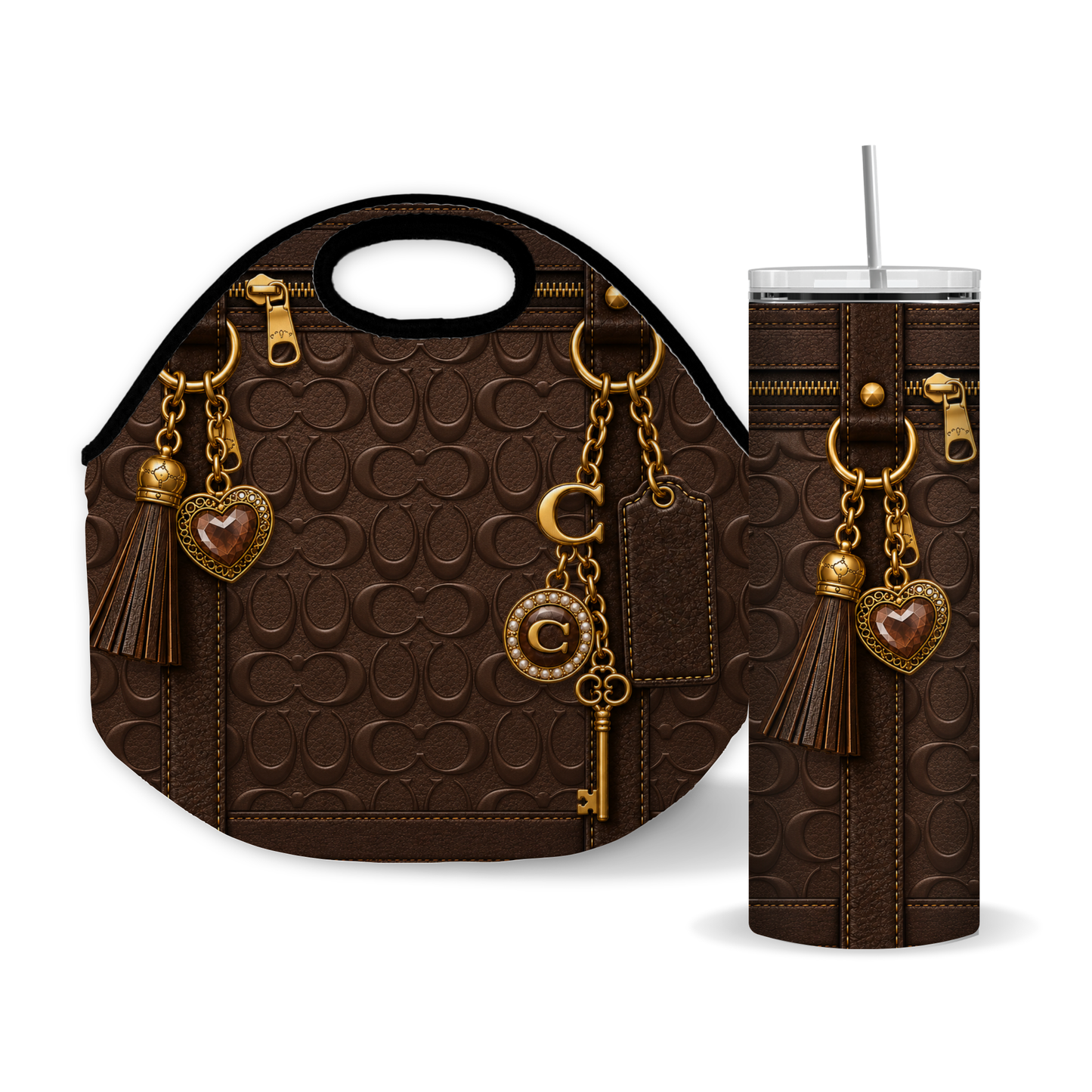 Luxury Chocolate Purse-Inspired 20 oz Skinny Tumbler Sublimation Wrap Digital Download