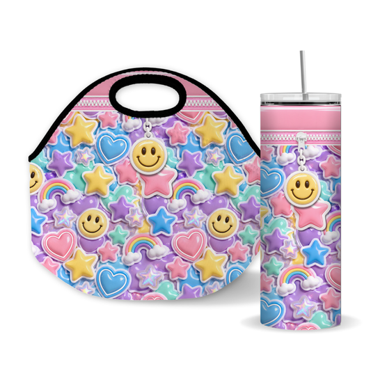 Pastel Back to School Smiley Kawaii Sublimation Design 20 oz Skinny Tumbler Wrap Digital Download