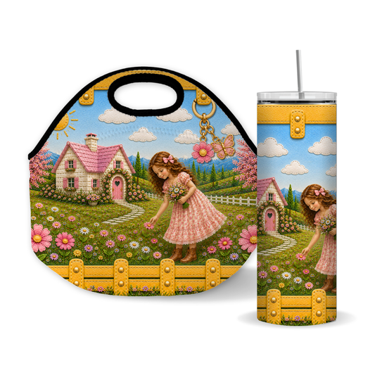 Luxury Cottage Girl 20 oz Skinny Tumbler Wrap Sublimation Design Digital Download