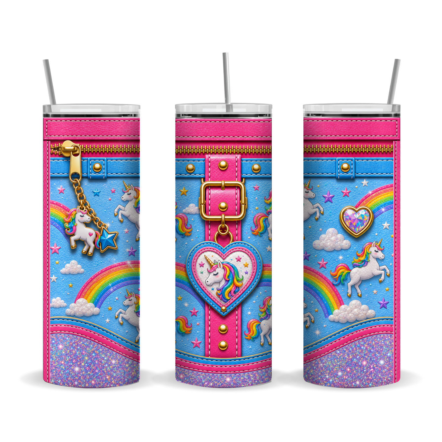 Luxury Purse Inspired Unicorn Rainbow Heart 20 oz Skinny Tumbler Wrap Digital Download
