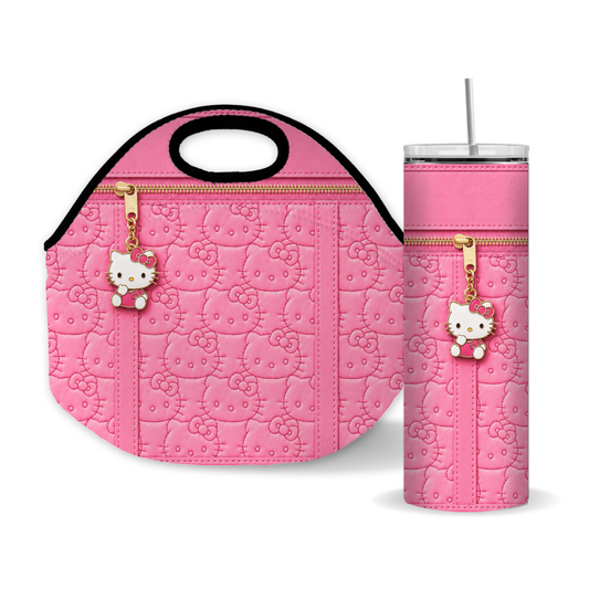 Hello Kitty Inspired Pink Quilted Purse Tumbler Wrap 20 oz Skinny Sublimation Design Digital Download