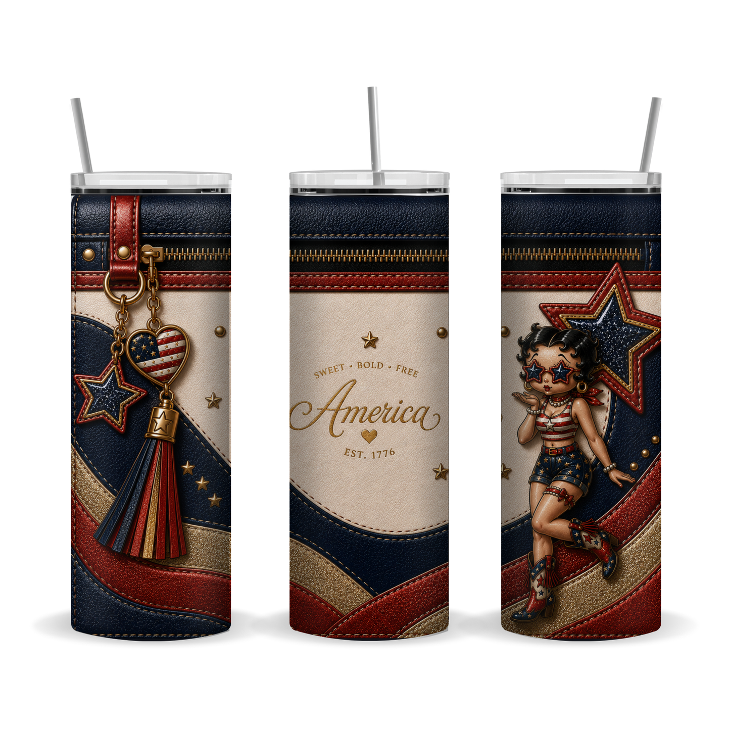 Patriotic Betty Inspired 20 oz Skinny Tumbler Wrap Digital Download
