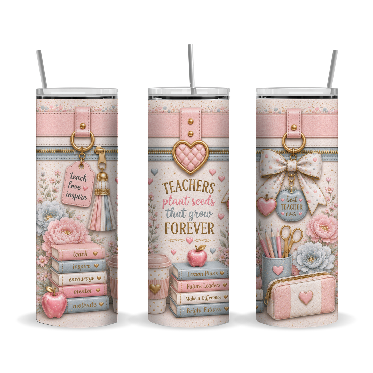 Luxury Teacher Gift 20 oz Skinny Tumbler Wrap Pastel Pink Purse Style Sublimation Design Digital Download