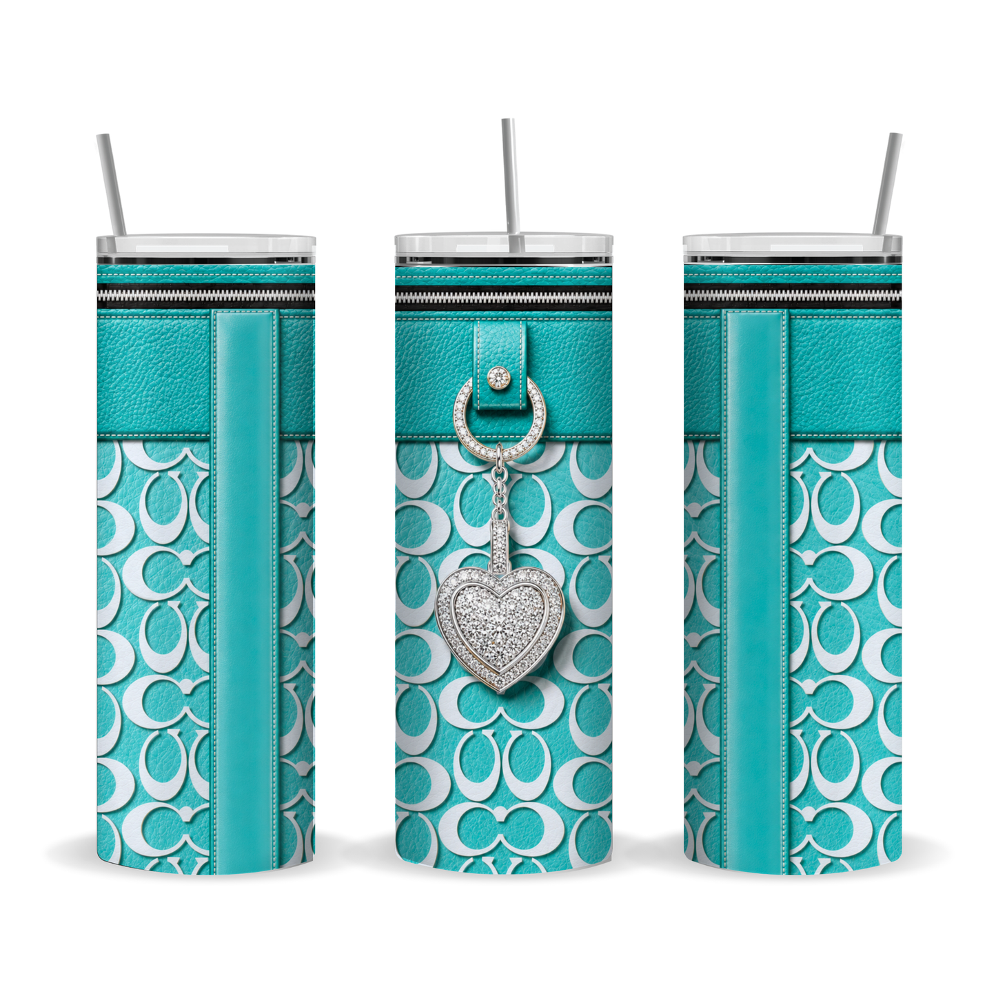 Turquoise Luxury Handbag-Inspired 20 oz Skinny Tumbler Wrap Digital Download