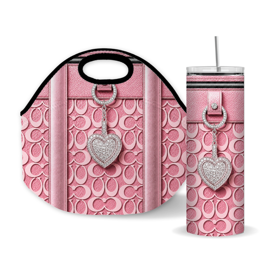 Luxury Pink Heart Purse-Inspired 20 oz Skinny Sublimation Tumbler Wrap Digital Download