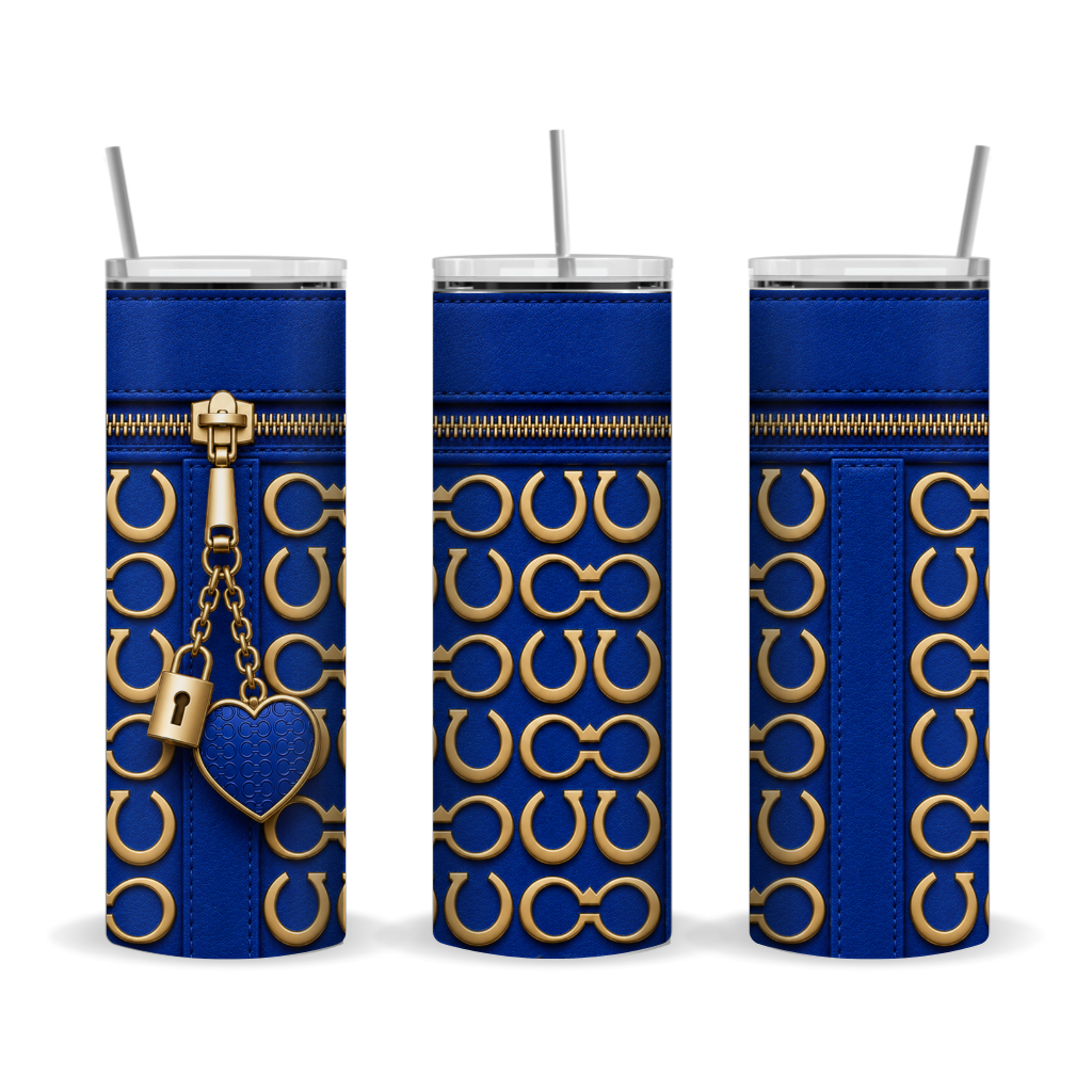 Luxury Royal Blue Purse Inspired 20 oz Skinny Tumbler Wrap Sublimation Design Digital Download