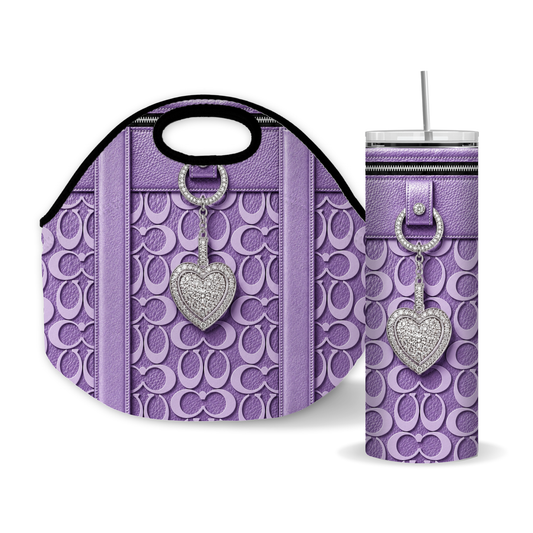 Purple Luxury Purse-Inspired Tumbler Wrap Faux Leather Look 20 oz Skinny Sublimation Design Digital Download