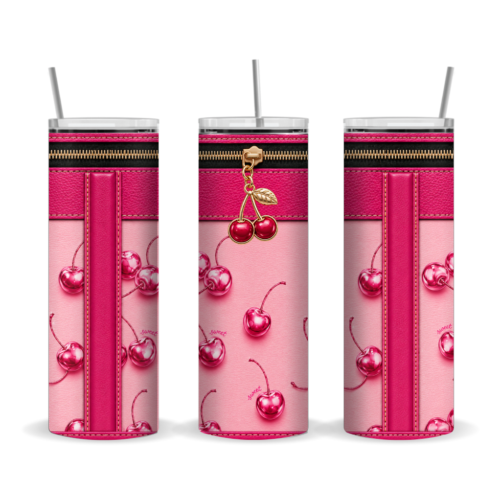 Luxury Cherry Purse-Inspired Sublimation 20 oz Skinny Tumbler Wrap Bundle 3 Premium Designs