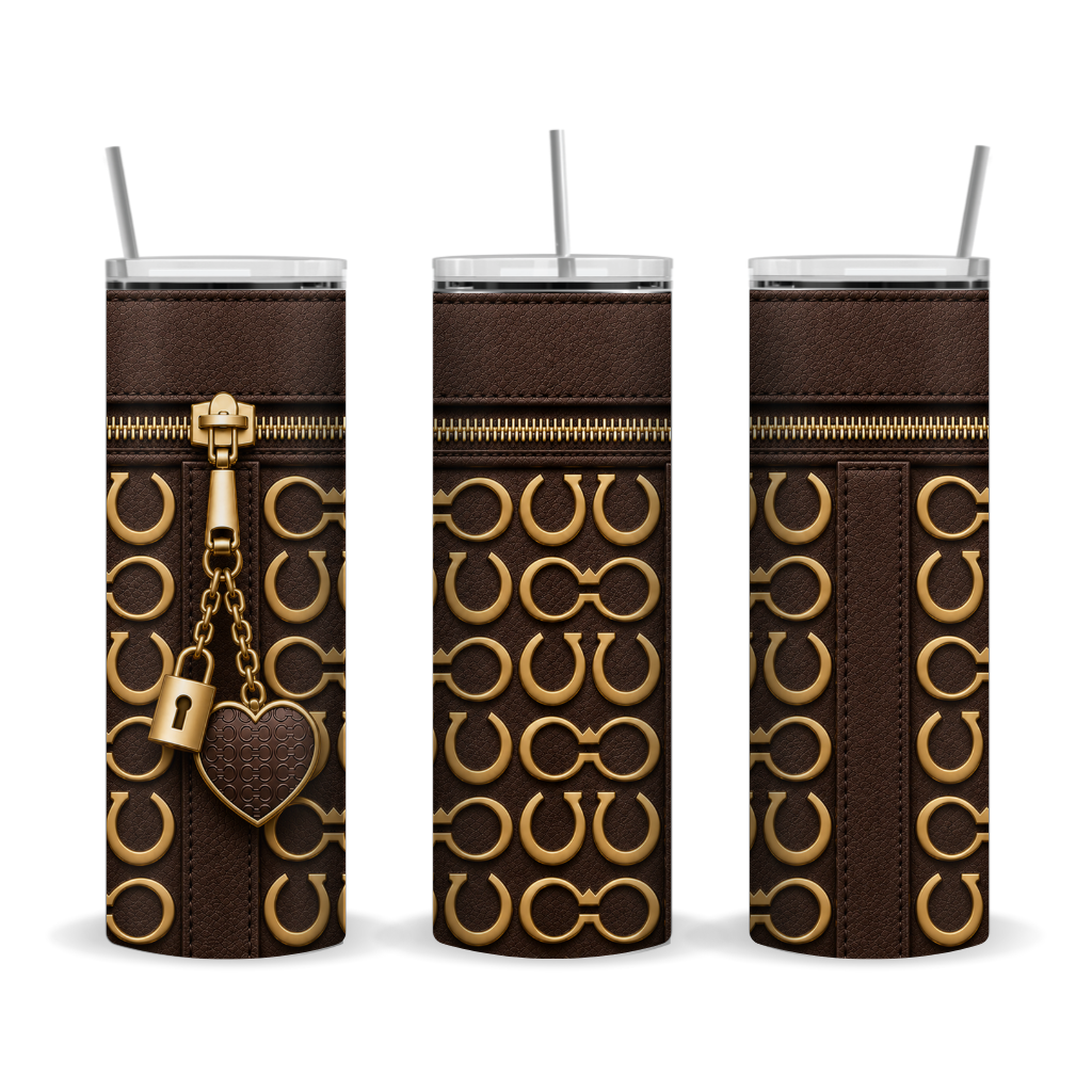 Luxury Brown Purse Inspired 20 oz Skinny Tumbler Wrap Sublimation Design Digital Download