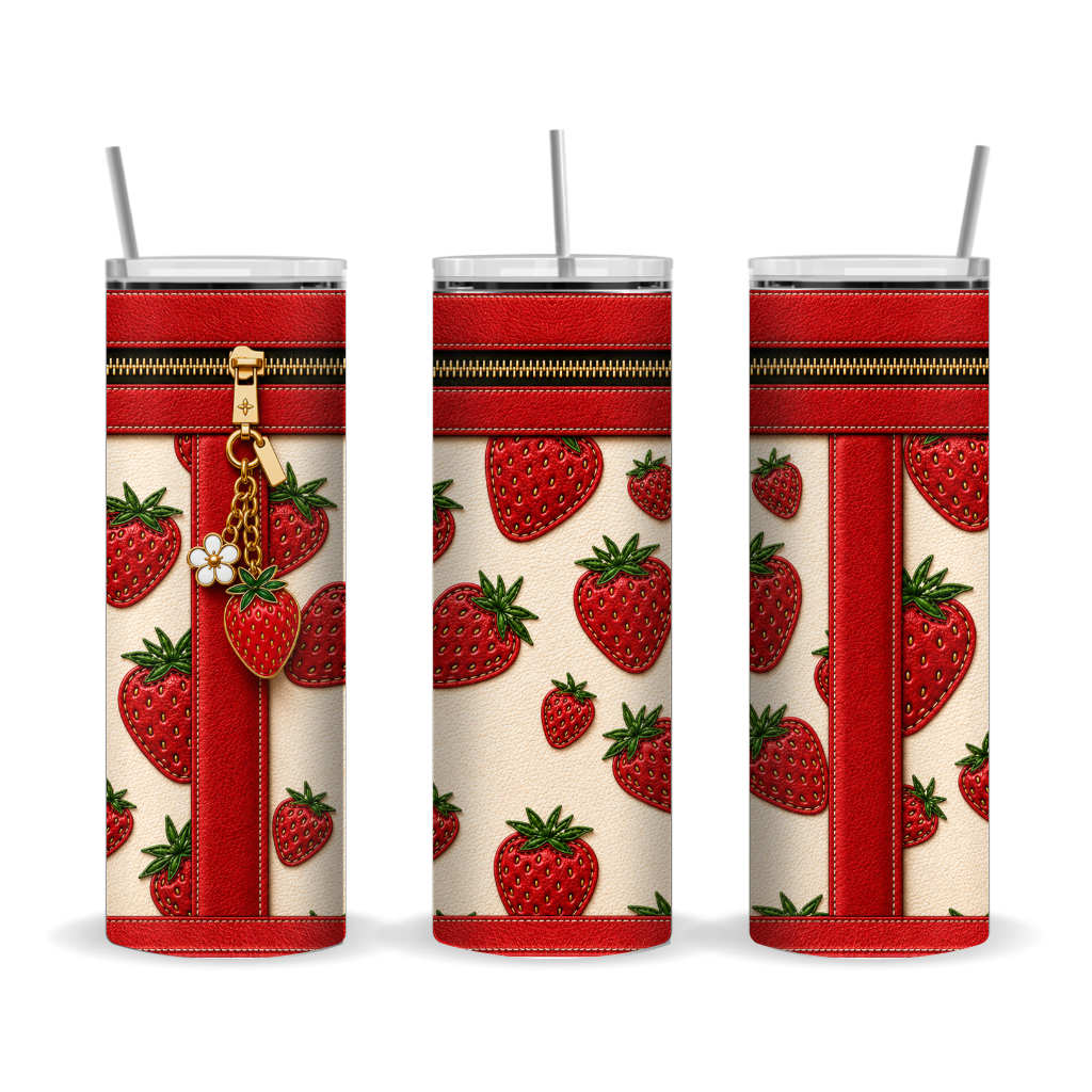 Luxury Strawberry Purse-Inspired 20 oz Skinny Tumbler Wrap Sublimation Design Digital Download