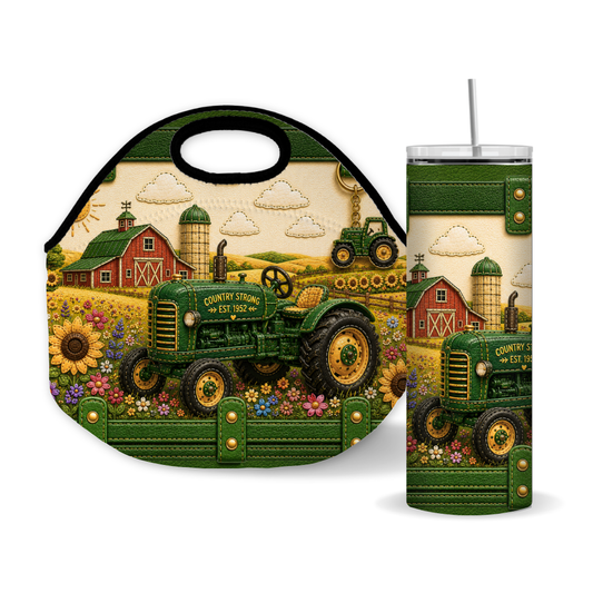Luxury Farm Tractor 20 oz Skinny Tumbler Wrap Country Strong Sublimation Design Digital Download
