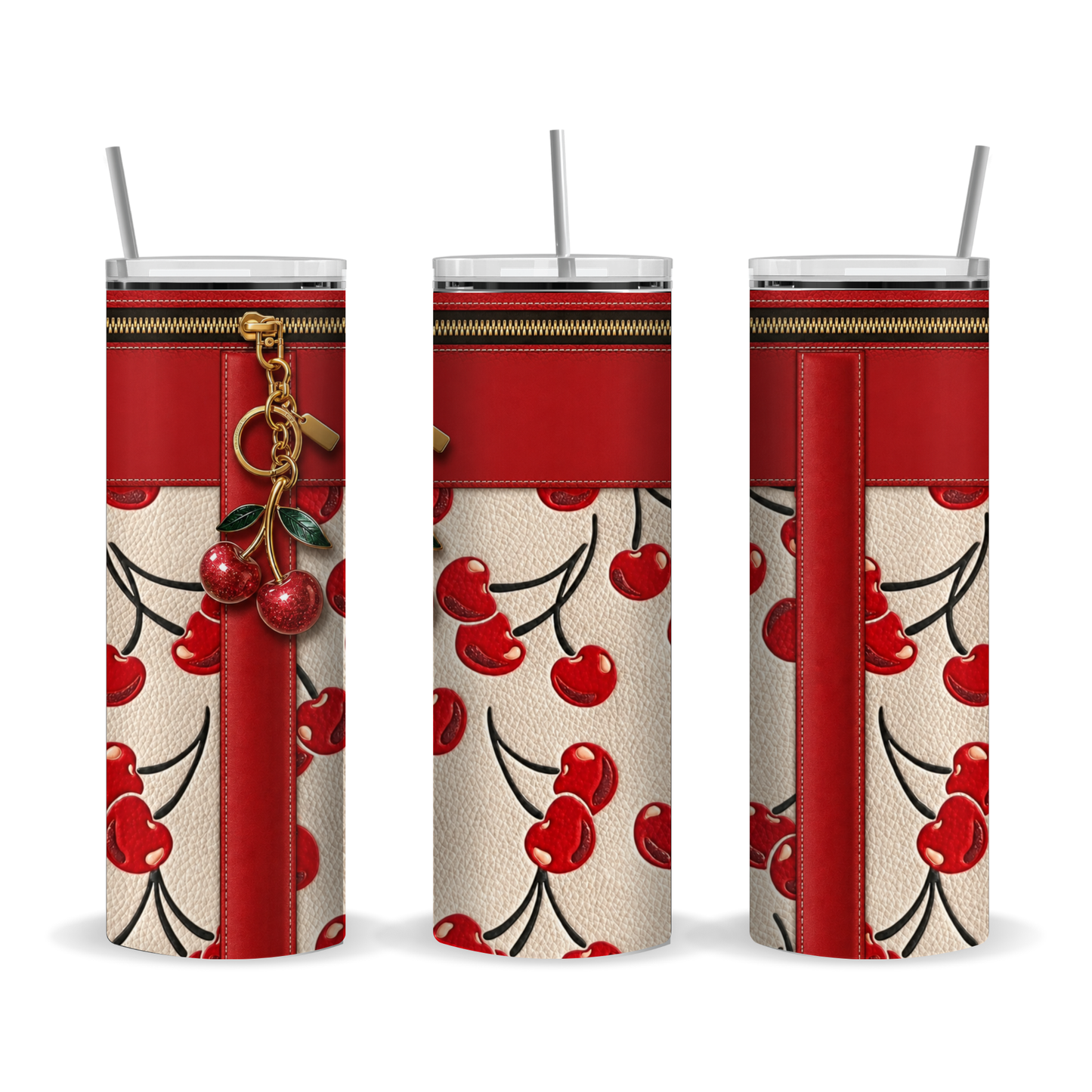 Luxury Cherry Purse-Inspired 20 oz Skinny Tumbler Wrap Sublimation Design Digital Download