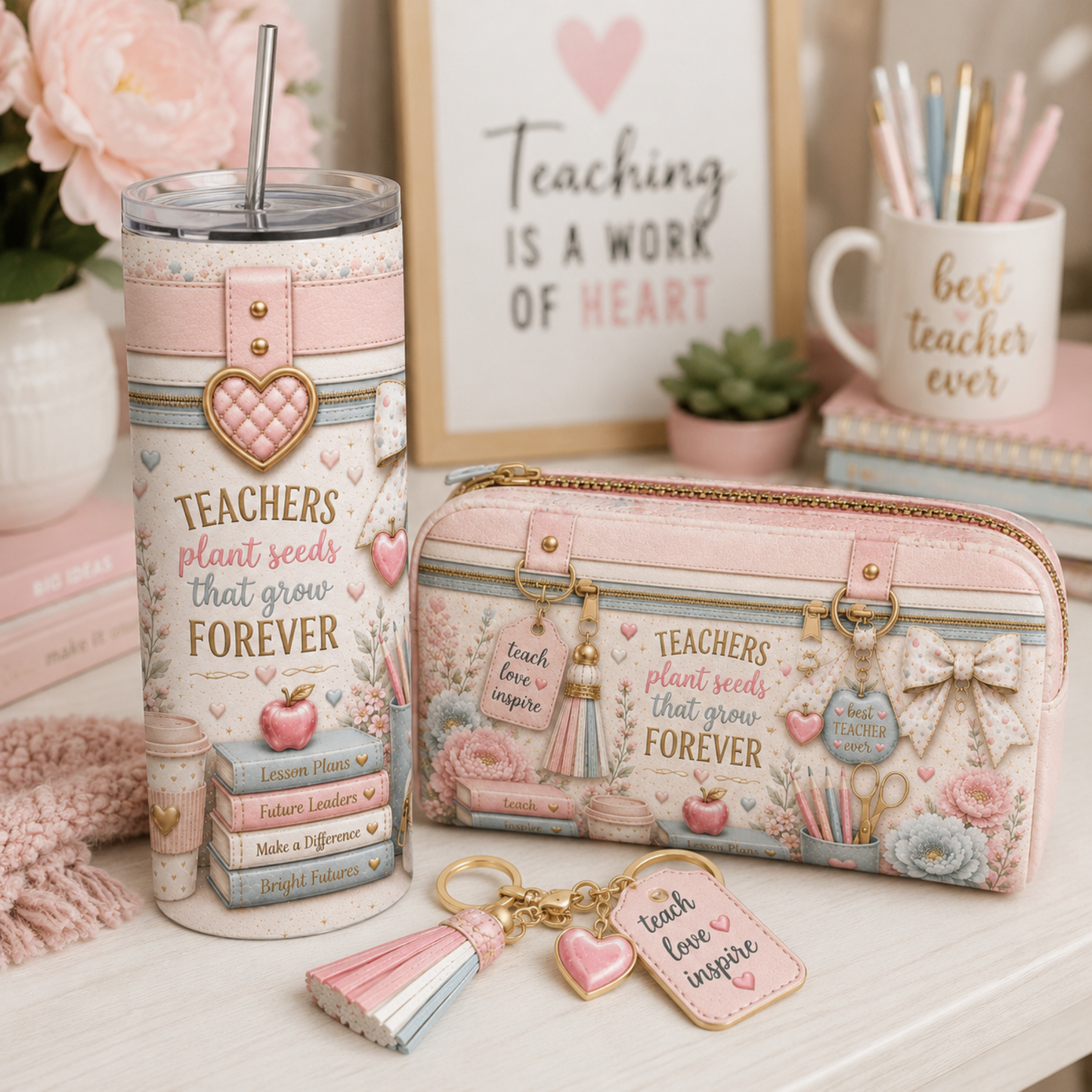 Luxury Teacher Gift 20 oz Skinny Tumbler Wrap Pastel Pink Purse Style Sublimation Design Digital Download