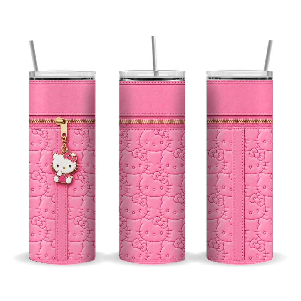 Hello Kitty Inspired Pink Quilted Purse Tumbler Wrap 20 oz Skinny Sublimation Design Digital Download