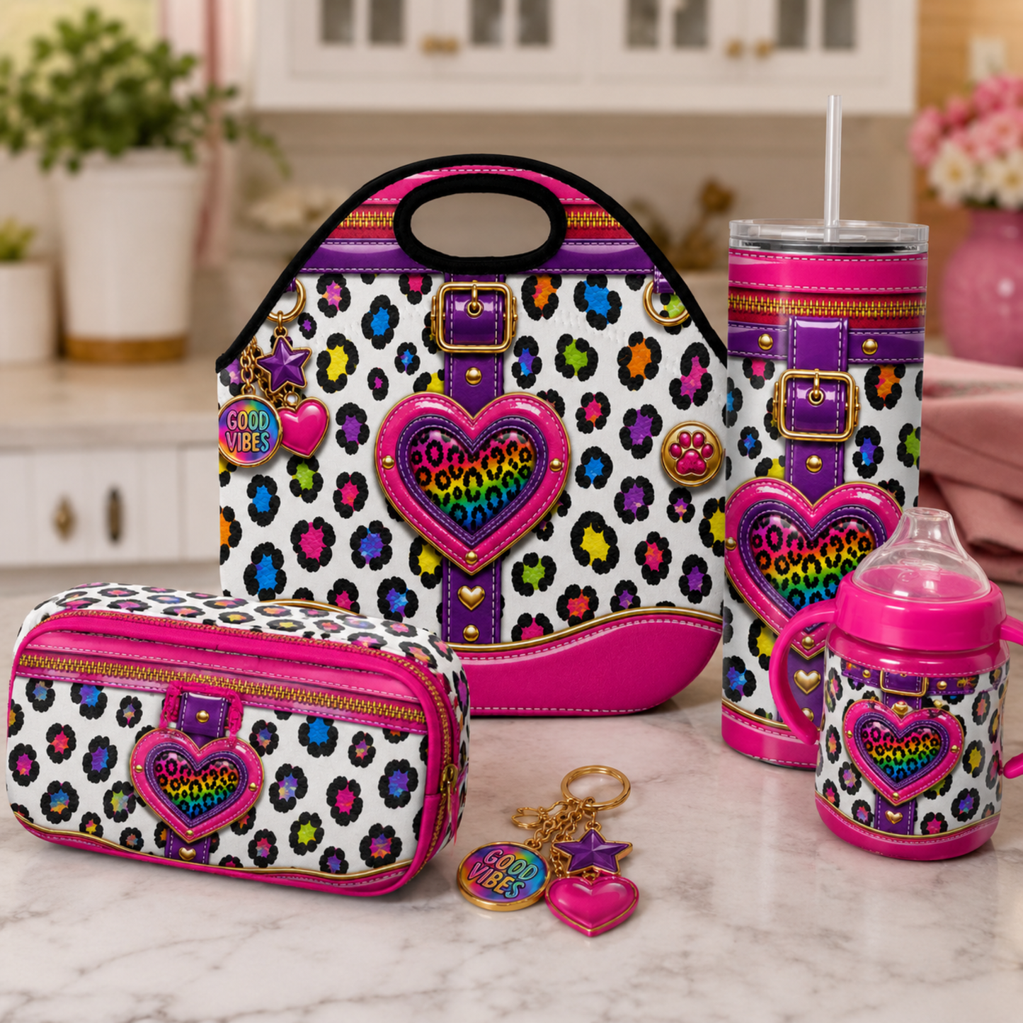 Luxury Purse Inspired Rainbow Leopard Heart 20 oz Skinny Tumbler Wrap Digital Download