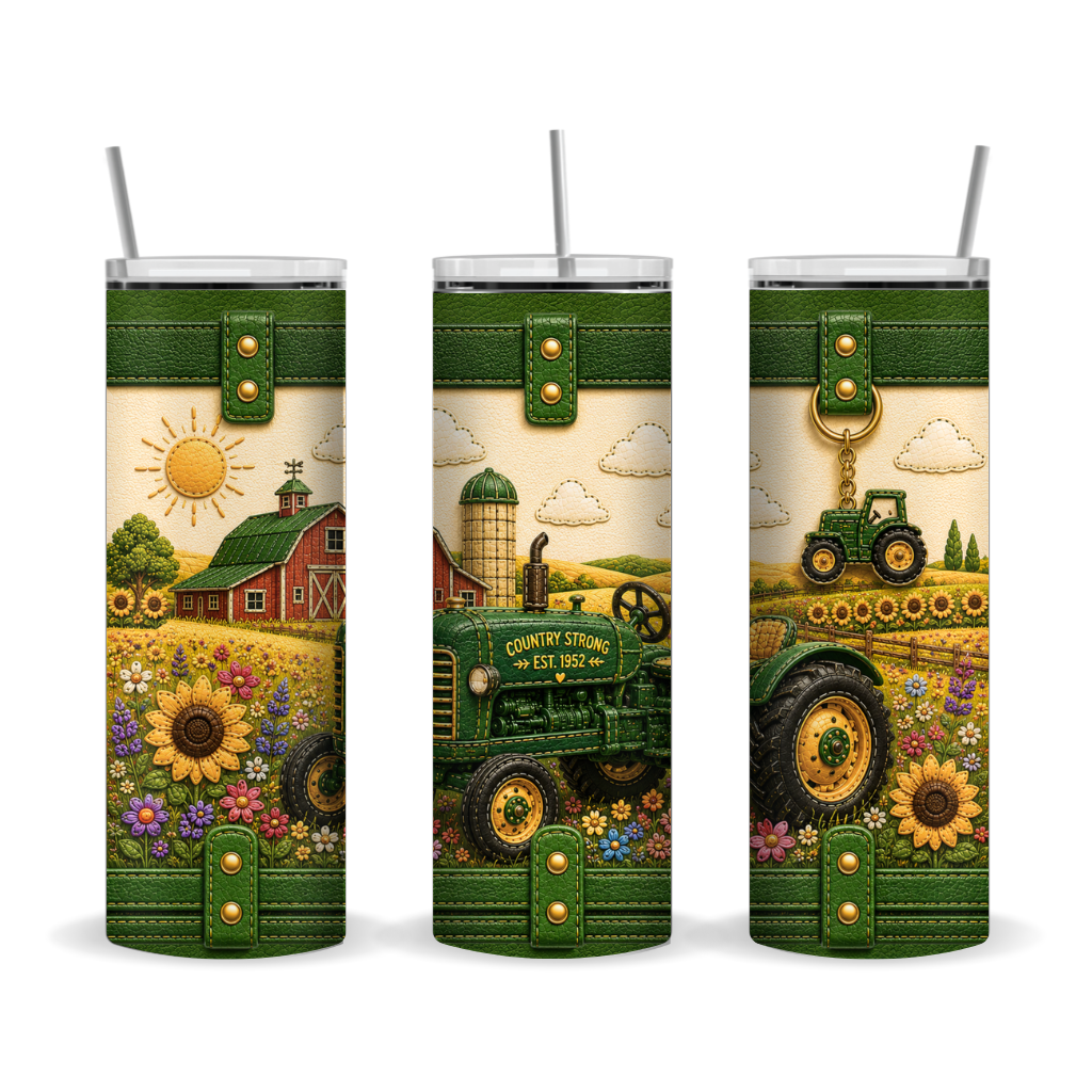 Luxury Farm Tractor 20 oz Skinny Tumbler Wrap Country Strong Sublimation Design Digital Download
