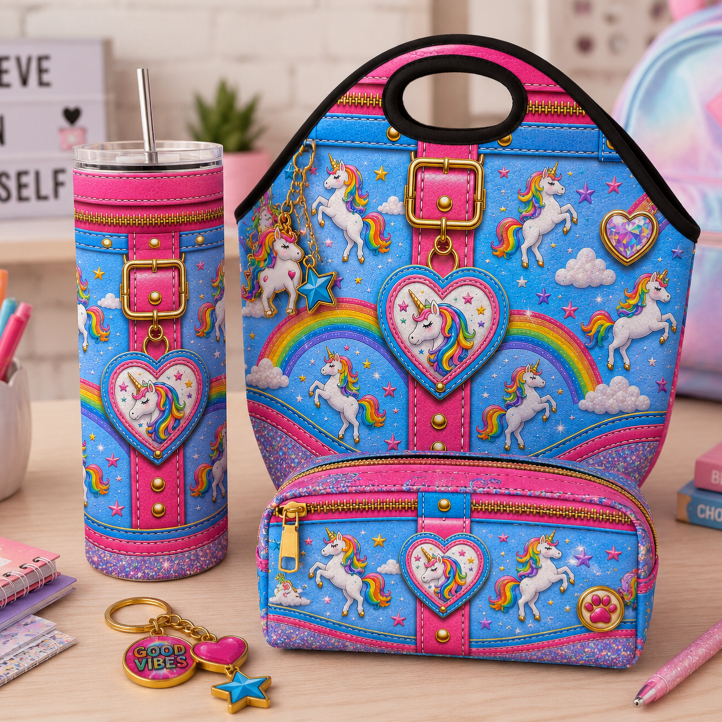 Luxury Purse Inspired Unicorn Rainbow Heart 20 oz Skinny Tumbler Wrap Digital Download