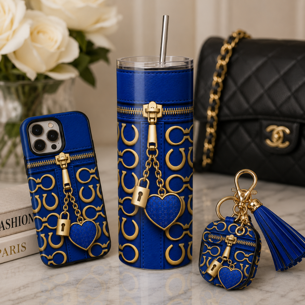 Luxury Royal Blue Purse Inspired 20 oz Skinny Tumbler Wrap Sublimation Design Digital Download
