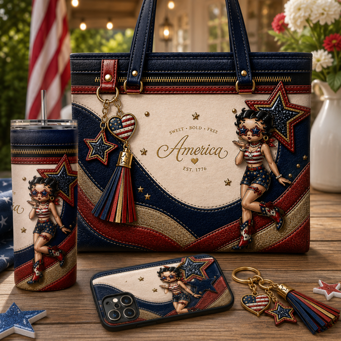 Patriotic Betty Inspired 20 oz Skinny Tumbler Wrap Digital Download