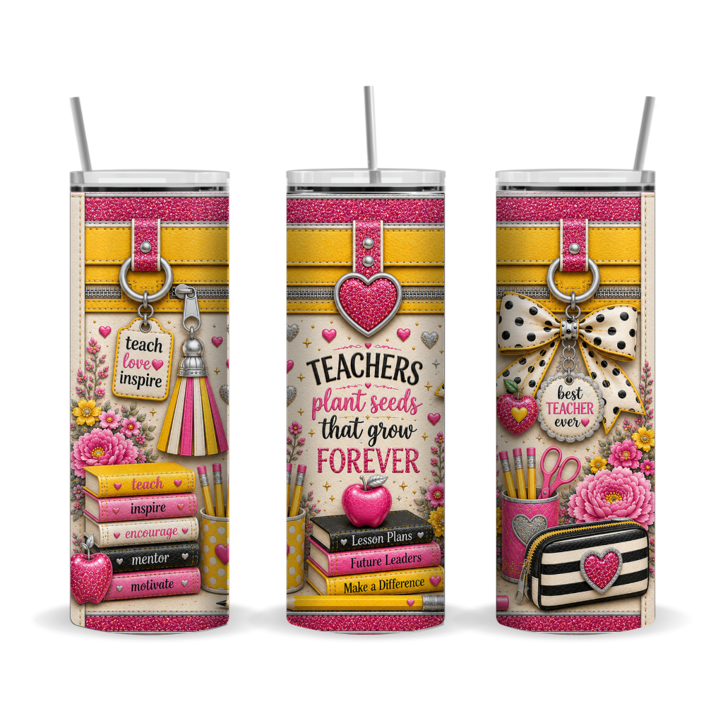 Luxury Teacher Gift 20 oz Skinny Tumbler Wrap Boutique Purse Style Sublimation Design Digital Download