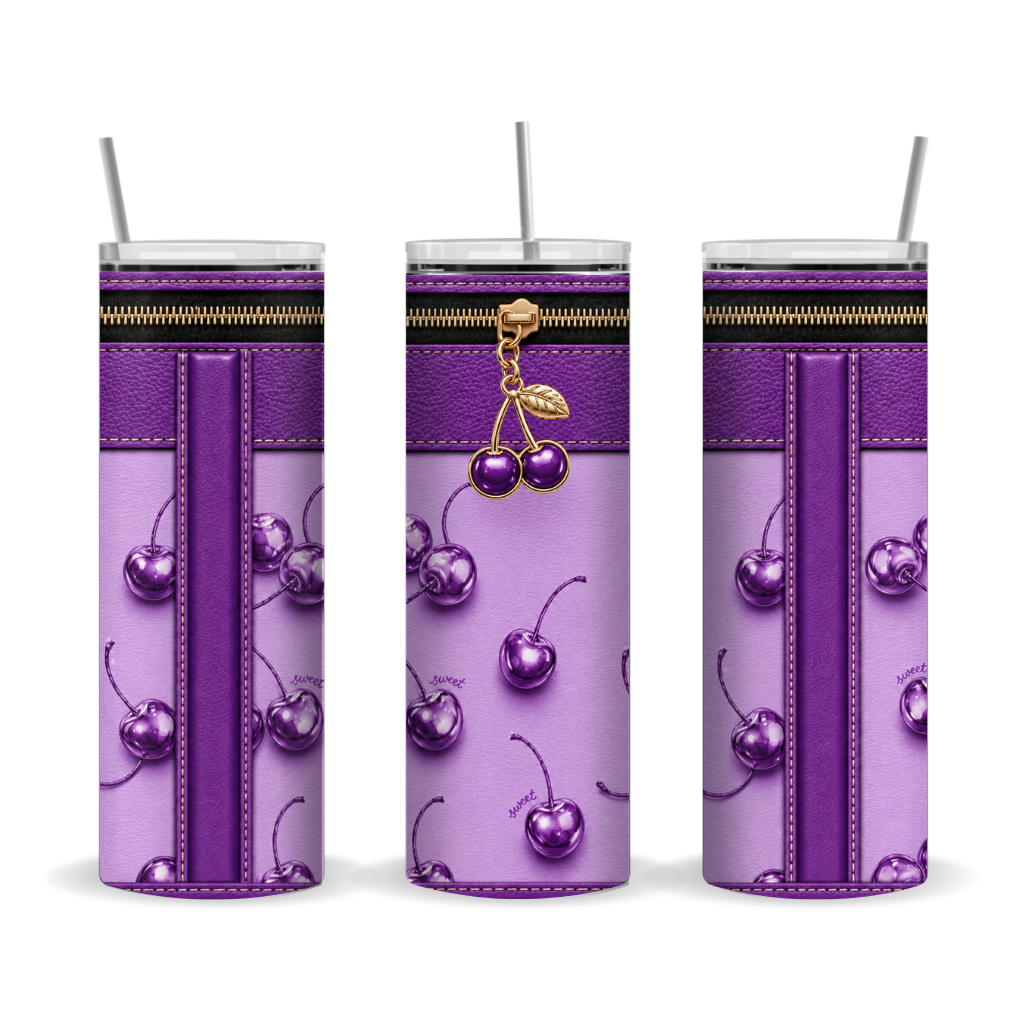 Luxury Cherry Purse-Inspired Sublimation 20 oz Skinny Tumbler Wrap Bundle 3 Premium Designs