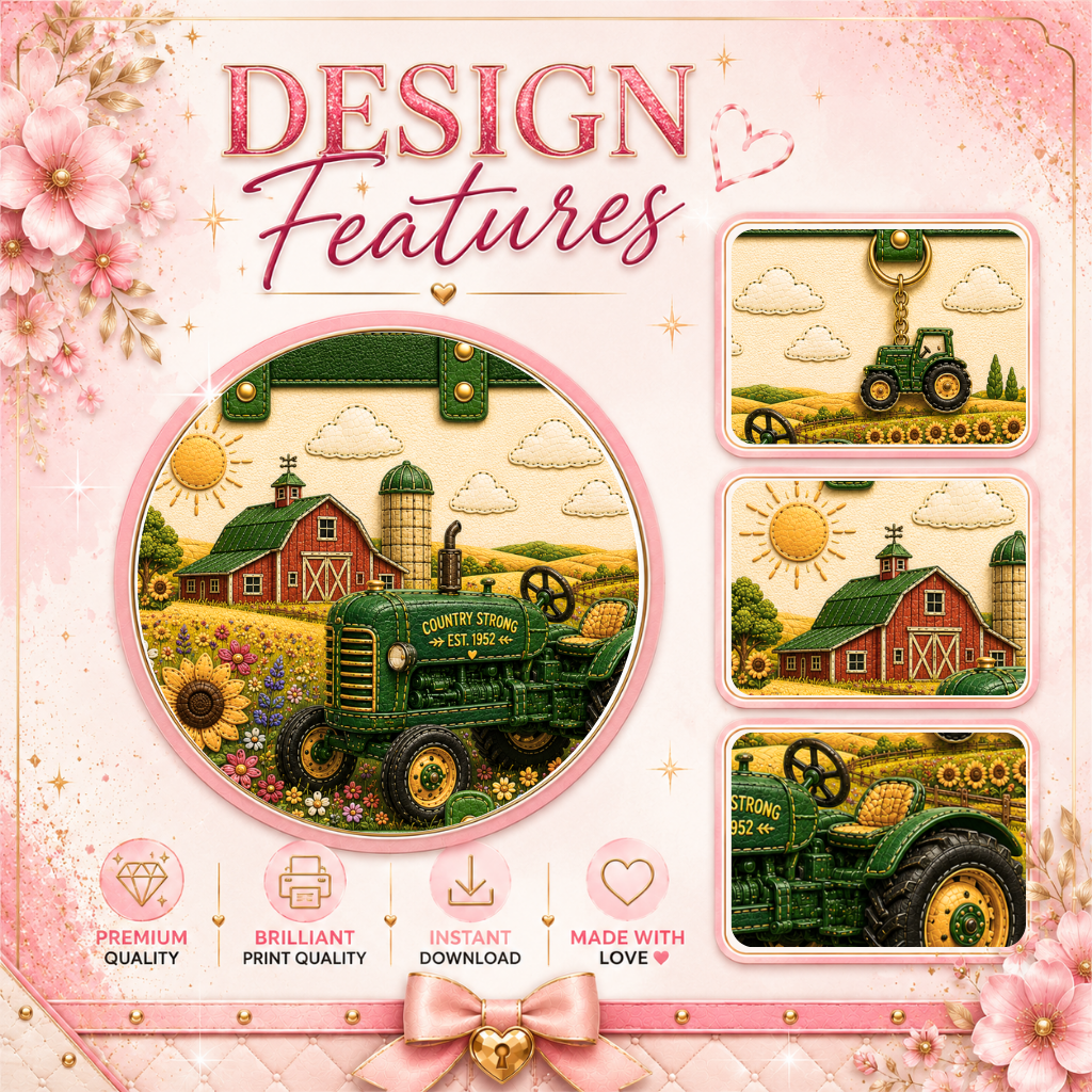 Luxury Farm Tractor 20 oz Skinny Tumbler Wrap Country Strong Sublimation Design Digital Download