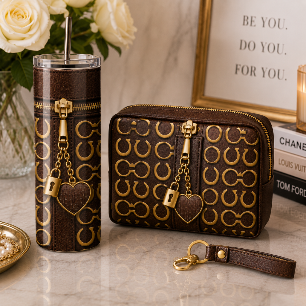 Luxury Brown Purse Inspired 20 oz Skinny Tumbler Wrap Sublimation Design Digital Download