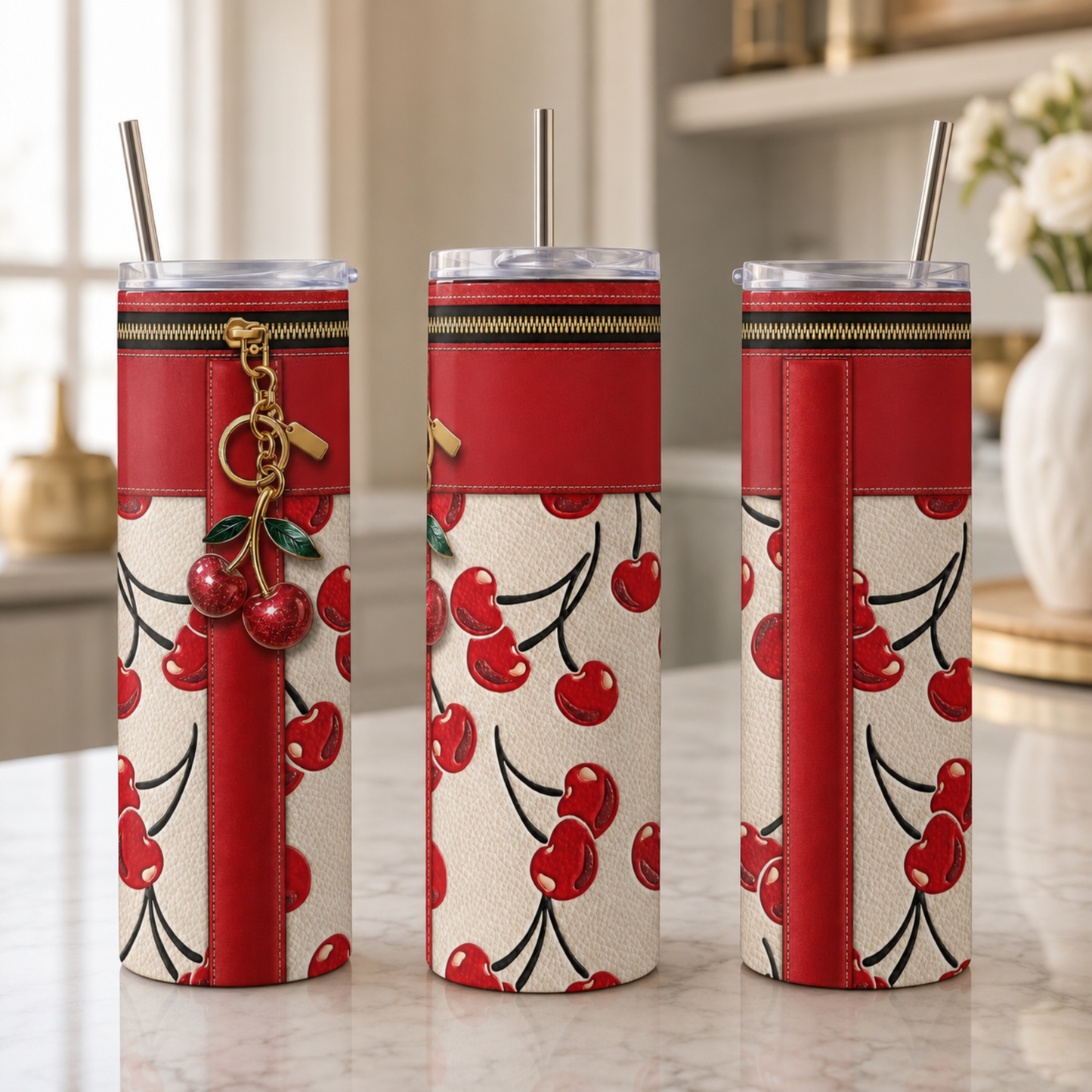 Luxury Cherry Purse-Inspired 20 oz Skinny Tumbler Wrap Sublimation Design Digital Download