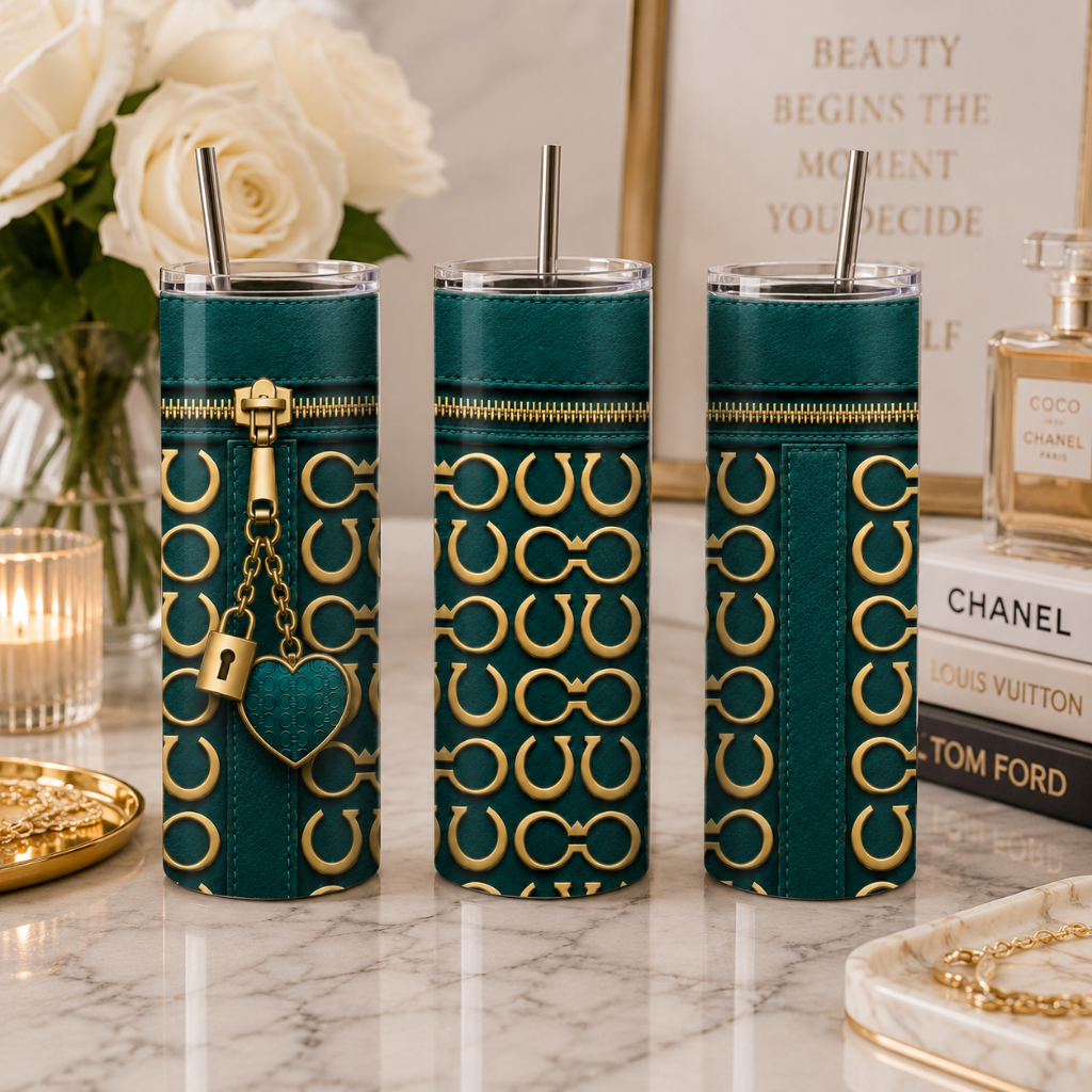 Luxury Emerald Green Purse Inspired 20 oz Skinny Tumbler Wrap Sublimation Design Digital Download