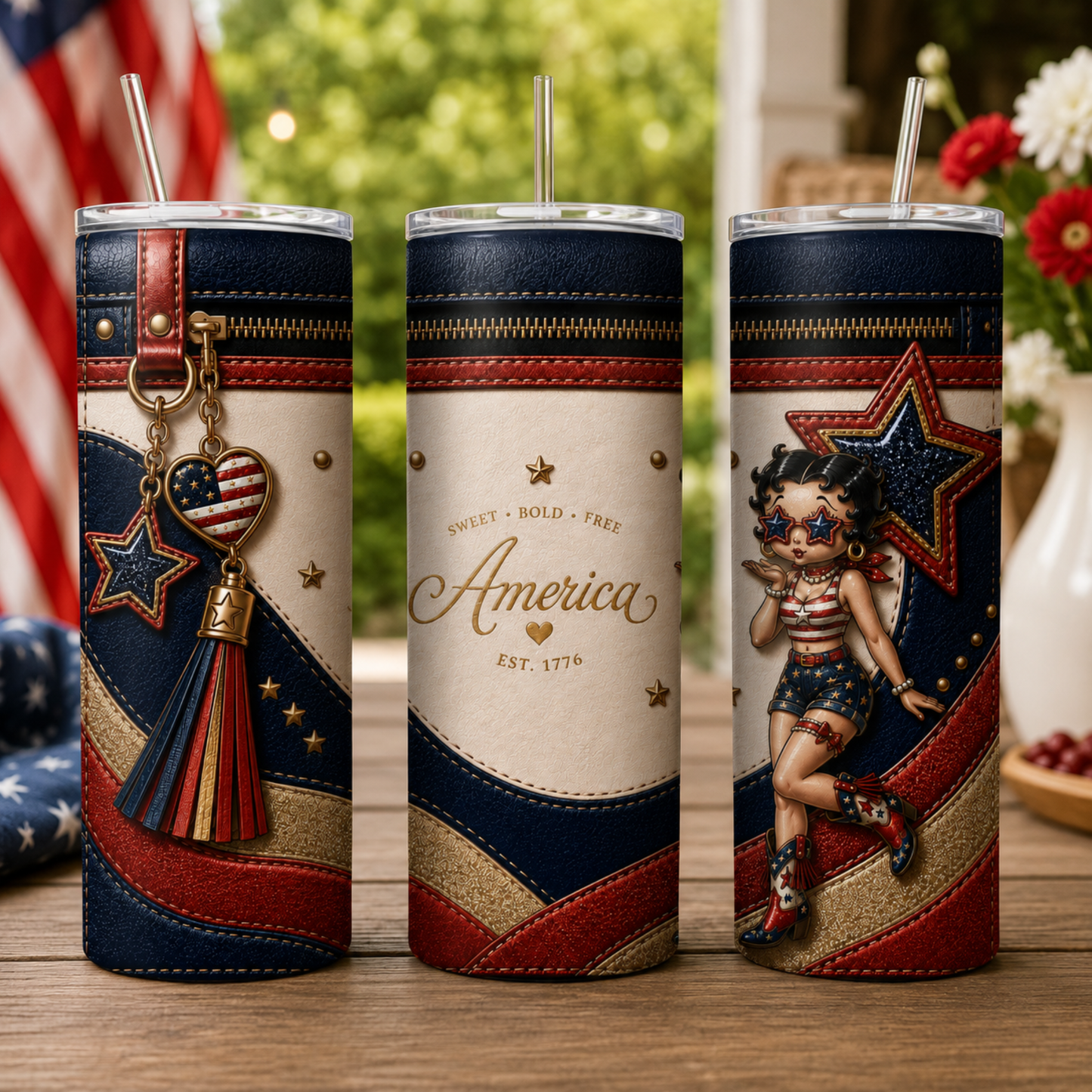 Patriotic Betty Inspired 20 oz Skinny Tumbler Wrap Digital Download
