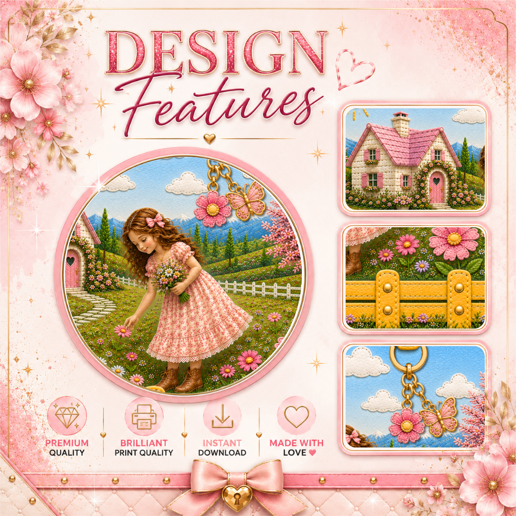 Luxury Cottage Girl 20 oz Skinny Tumbler Wrap Sublimation Design Digital Download