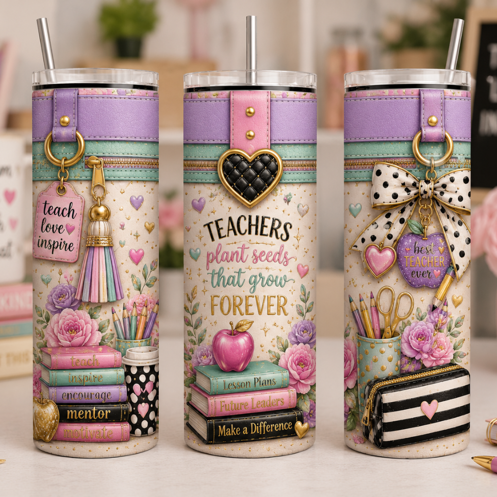 Luxury Purse Inspired Teacher Life 20 oz Skinny Tumbler Wrap Digital Download