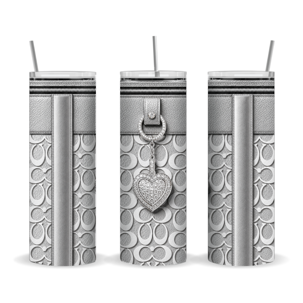 Designer Purse Inspired 6x Metallic 20 oz Skinny Tumbler Sublimaition Wrap Bundle Digital Designs
